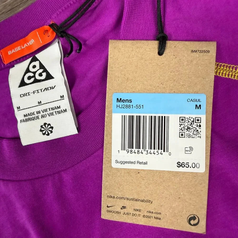 Nike ACG Dri-FIT ADV Goat Rocks Graphic T-Shirt Purple HJ2881-551 Men's Medium